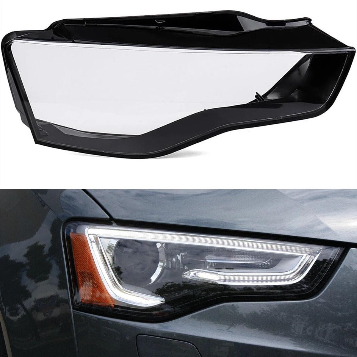 For Audi A5 S5 RS5 2012 2013 2014 2015 2016 Front Headlamp Headlight Lens Cover Transparent Lampshade