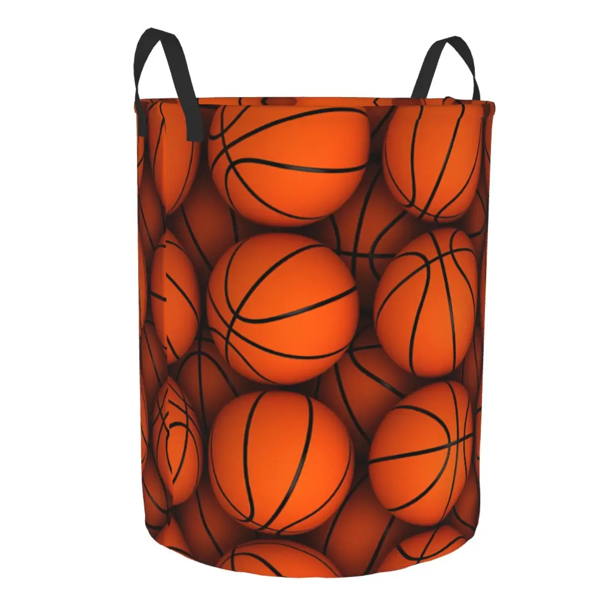 Custom Basketball Dots Round Laundry Basket Collapsible Physical culture Clothing Hamper Toys Organizer Storage Bins