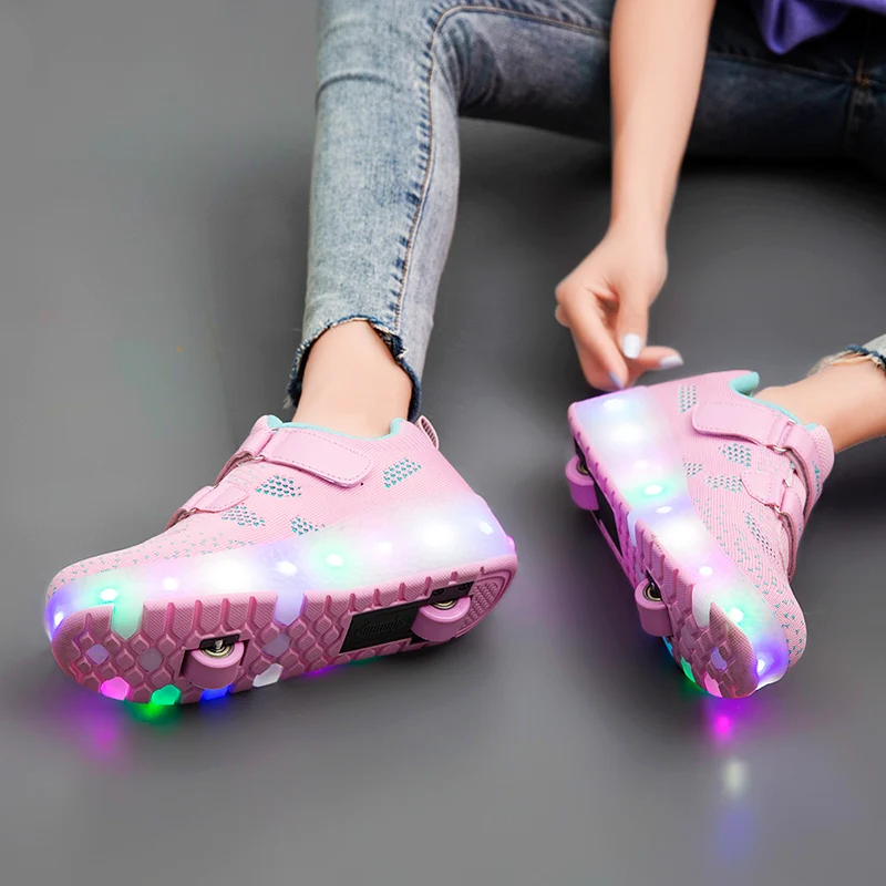 Roller Skate Shoes for Kids Boys Girls LED Wheel Sneakers Shoe with A One Wheel Children Boy Girl Glowing Roller Sneakers Shoes