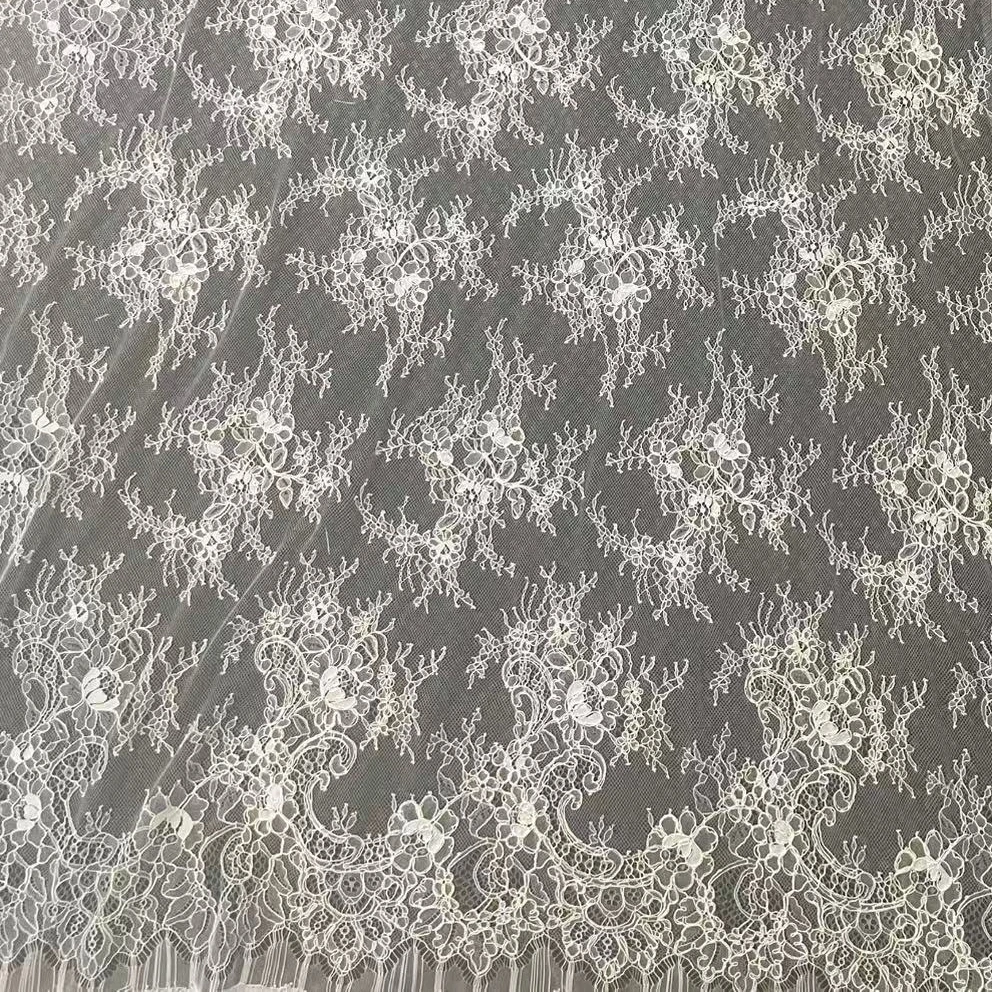 

Handmade Boning Eyelash Lace Fabric Wedding Dress Bridal Gown Openwork Lace Trim Designer Cord Lace 1.4M Wide 3M Long