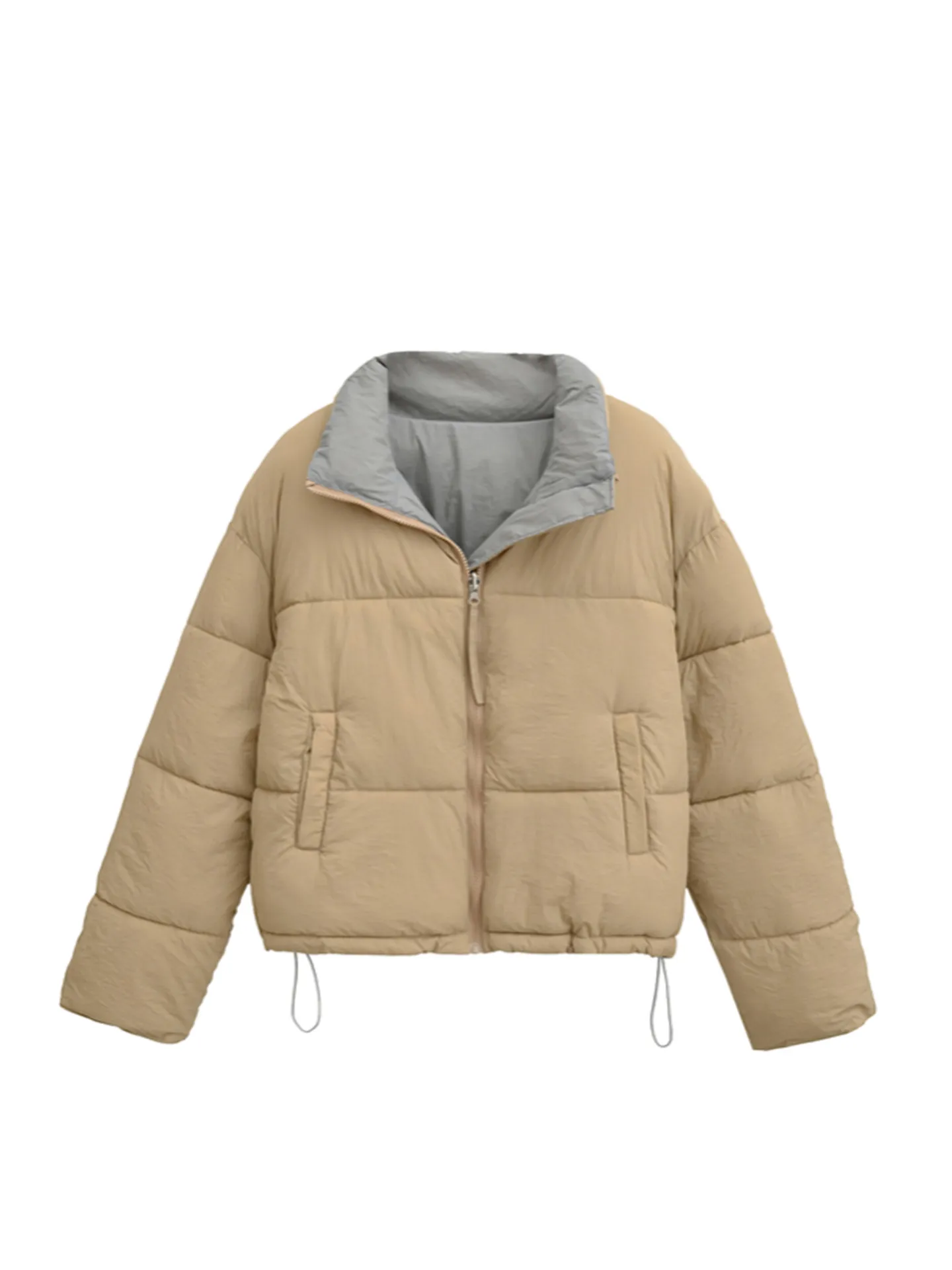 ملابس على الوجهين ort down القطن Jaet المرأة Thiened معطف الشتاء الخبز الدافئ Sle القطن معطف مبطّن سستة إغلاق