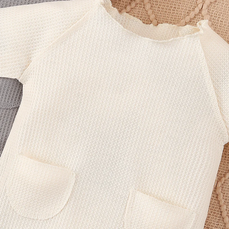 2 Pieces of Baby Short-Sleeved Rompers, Pure Color Waffle Fabric, Suitable for Daily Wear, 0-2 Years Old 4