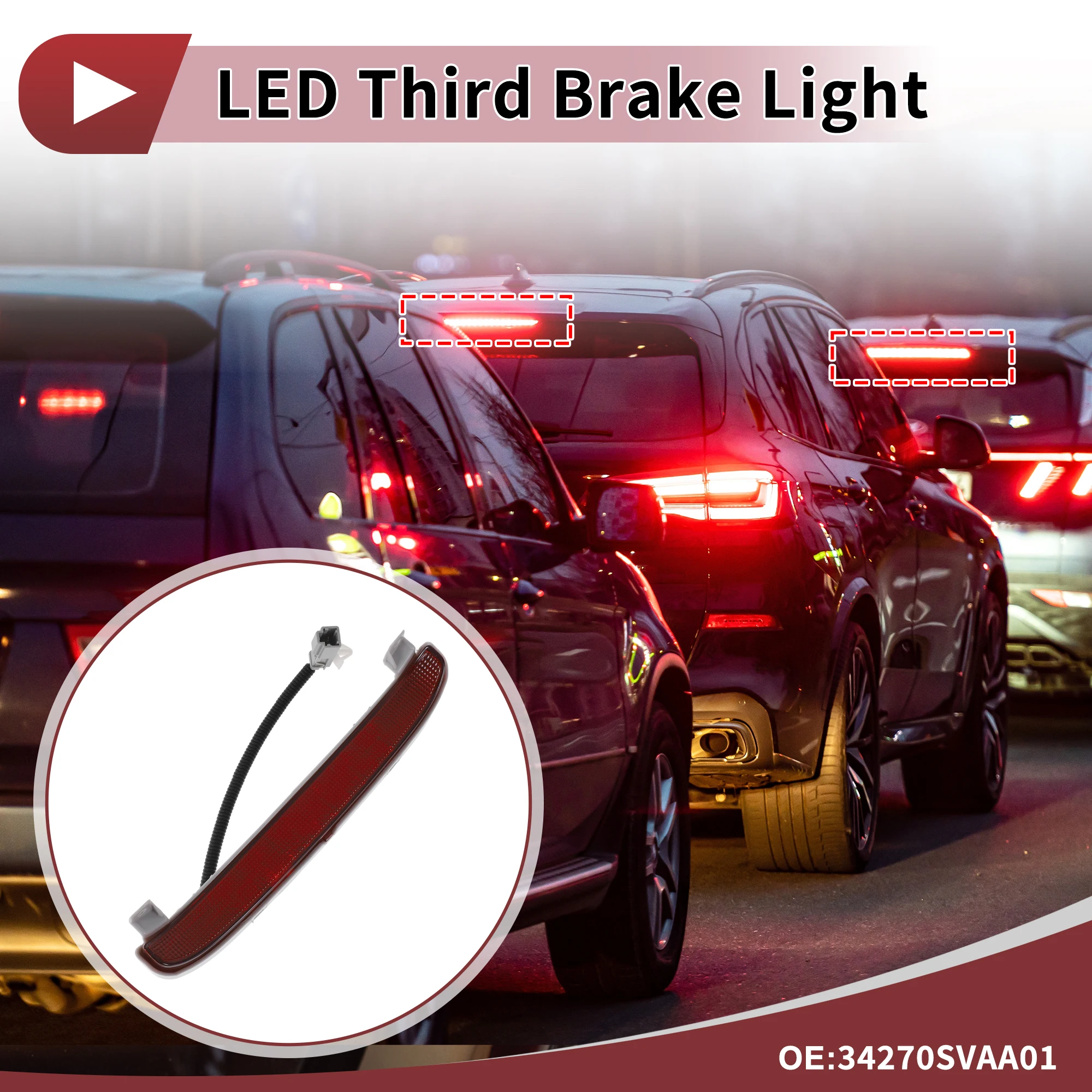 UXCELL Red LED Third Brake Light for Honda Civic EX 2 Door Coupe No.34270SVAA01
