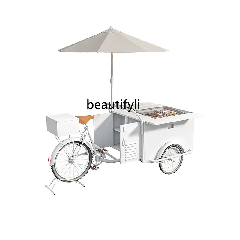 YH Dining car milk tea coffee cart ice cream stall car equipment snowflake cheese machine commercial multi-function trolley