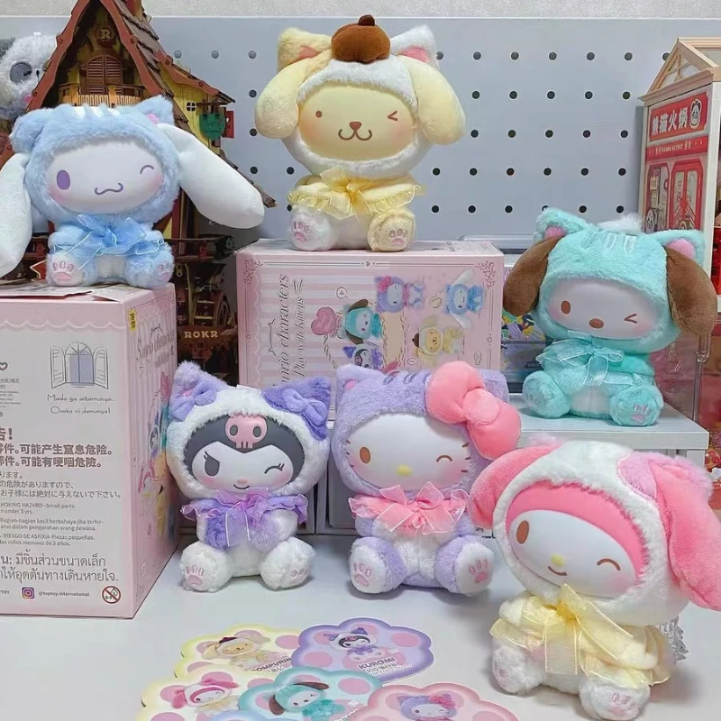 

Подлинная серия «Игра с котятами», слепая коробка, Hellokitty Kuromi Melody Mystery Box, аниме-фигурка, кулон, коллекция, детский подарок на заказ