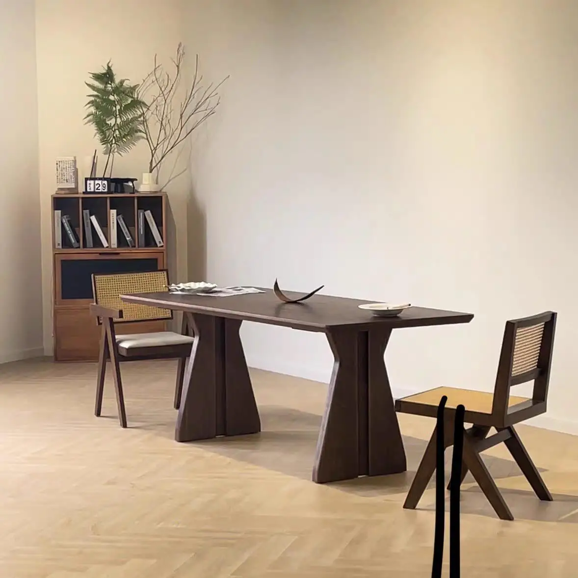 Wabi Sandy Wind Solid Wood Dining Table Rectangle Medieval Log Long Table Household Living Room Large Board Tea Table Worktable