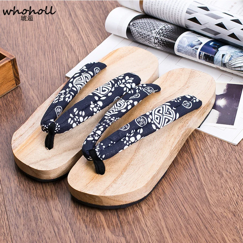 WHOHOLL Original Geta ผู้หญิงญี่ปุ่น Clogs ไม้ Geta Flip-Flops Comiket Kimono รองเท้าคอสเพลย์สไลด์รองเท้าแตะแบนรองเท้า