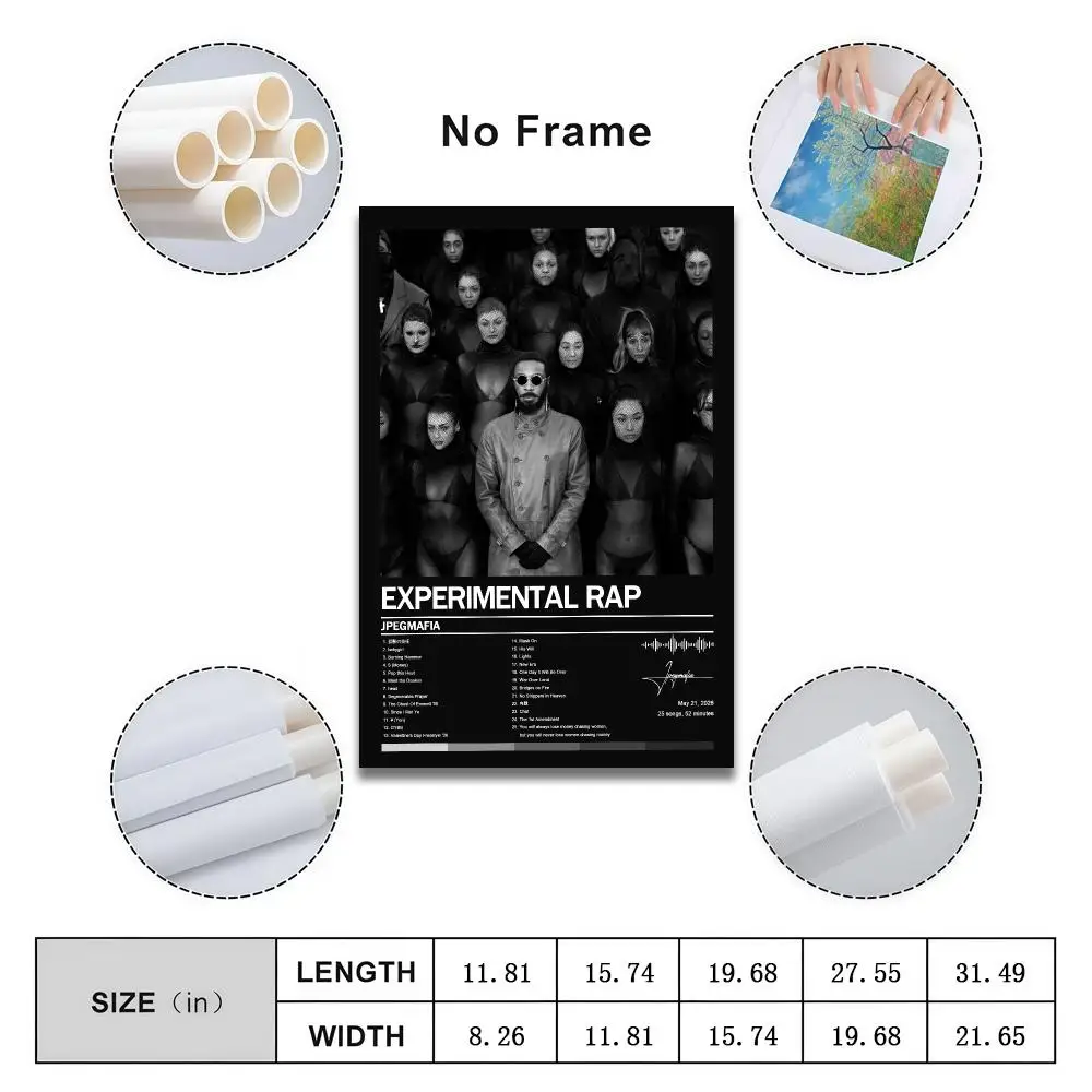 Poster Peelable Self-Adhesive Album Cover Poster Stickers, Frameless Wall Art for Singer Band Pop Rap Bedroom Jpegmafia