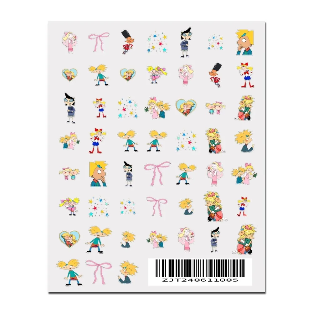 Hey Arnold Helga Cute Stickers 1PCS New 3D Adhesive Nail Art Sticker Cartoon Nail Art Decal Sticker Nail Parts Manicure