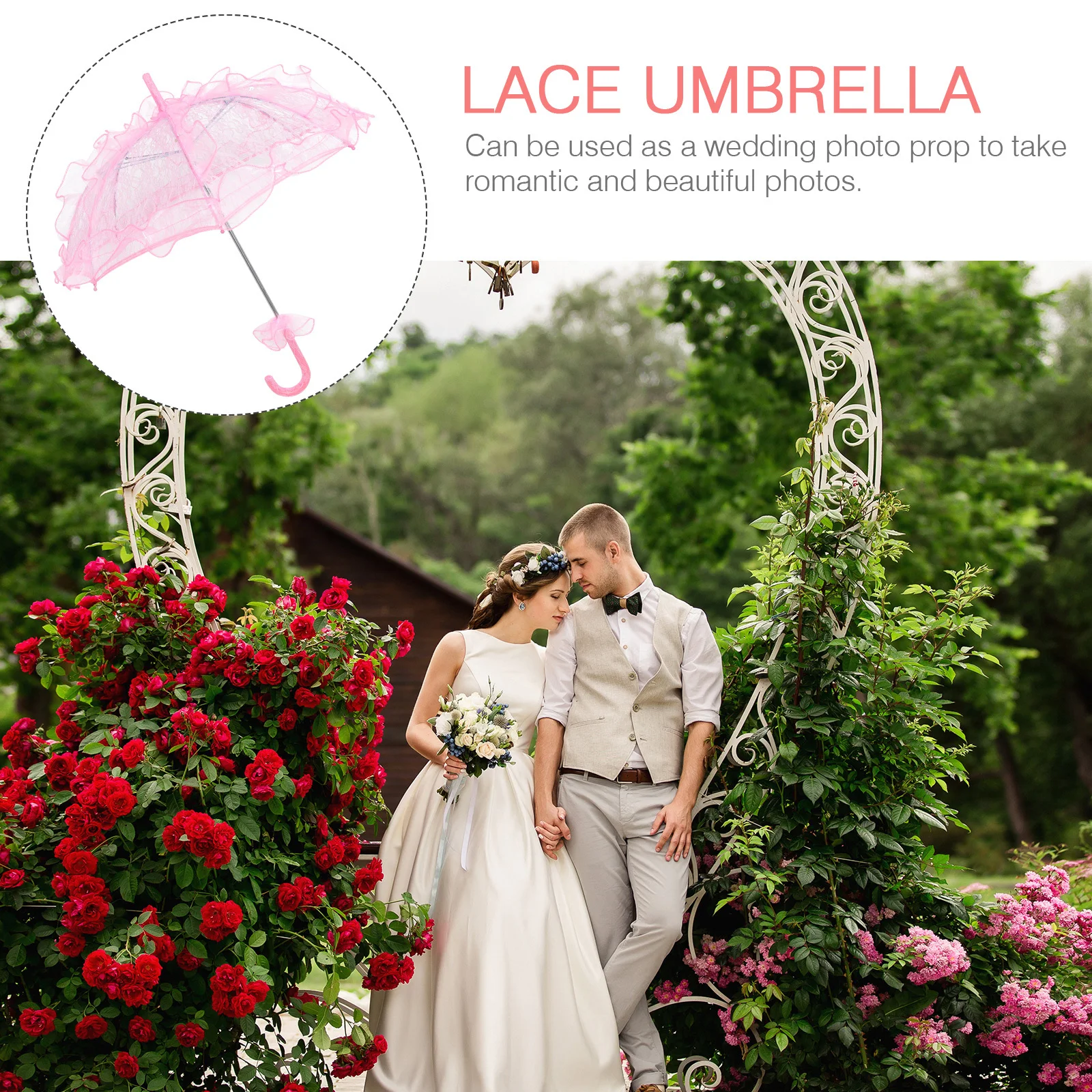 

Lace Wedding Umbrella Bridal Photo Prop Elegant Party Decoration Portable Lightweight Romantic Umbrella for Women