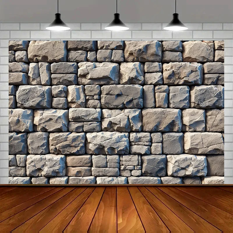 1PC, rough stone wall texture banner, photography studio background, suitable for outdoor celebrations and festivals