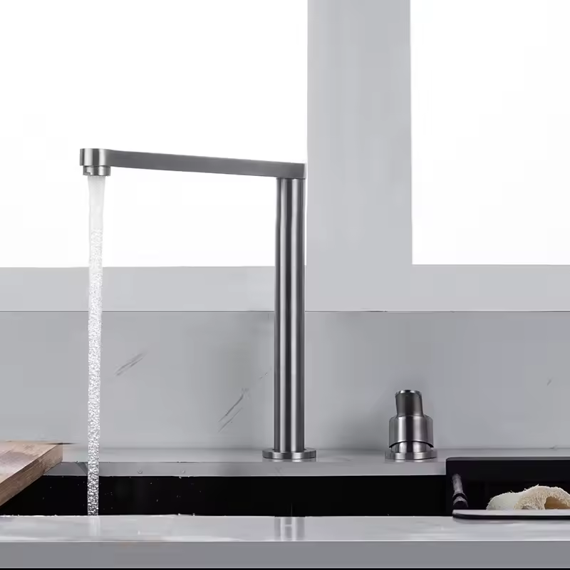 304 torneira da pia de aço inoxidável escondido levantamento dobrável torneira da cozinha quente e fria misturada água separada pia dupla furos