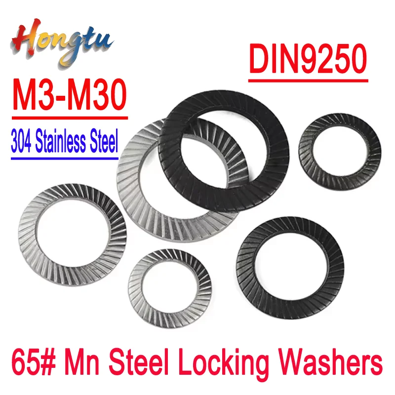 

304 Stainless Steel/65# Mn Steel Locking Washers (M3-M30) - 5/10/100 Pieces, DIN9250 Printing Oblique, Multiple Sizes Available