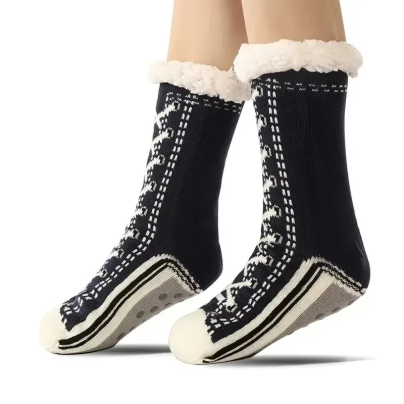 Fuzzy Sock Womens Christmas Gift Soft Female Home Indoor winter Warm Plush Bedroom Silicone Non slip Grip Thermal Slipper Socks