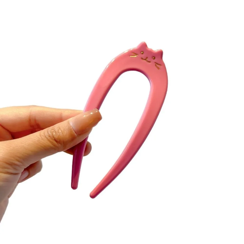 

New Cartoon Cat Pattern Hair Sticks U-Shaped Acrylic Hair Fork Hair Ornament Girls