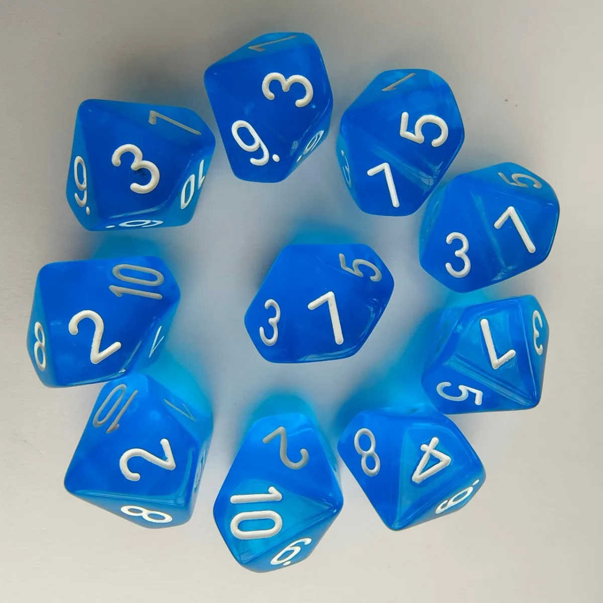 Transparent Acrylic Polyhedral Dice Set of 10 Pcs, Multi Sided Number Dice, Tabletop Role Playing Game Dice for Table Board Game