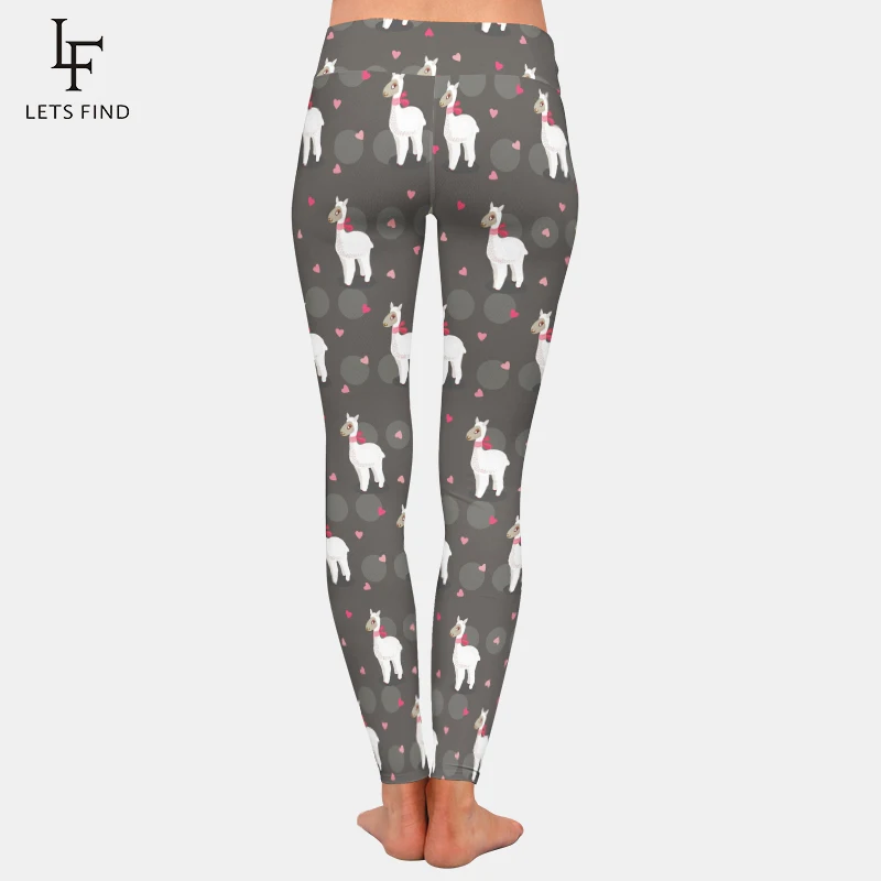 LETSFIND Mới Tập Thể Hình Quần Legging Nữ Cao Cấp Tập Luyện Quần Legging Đẩy Lên 3D Hoạt Hình Cừu In Thun Quần Ôm