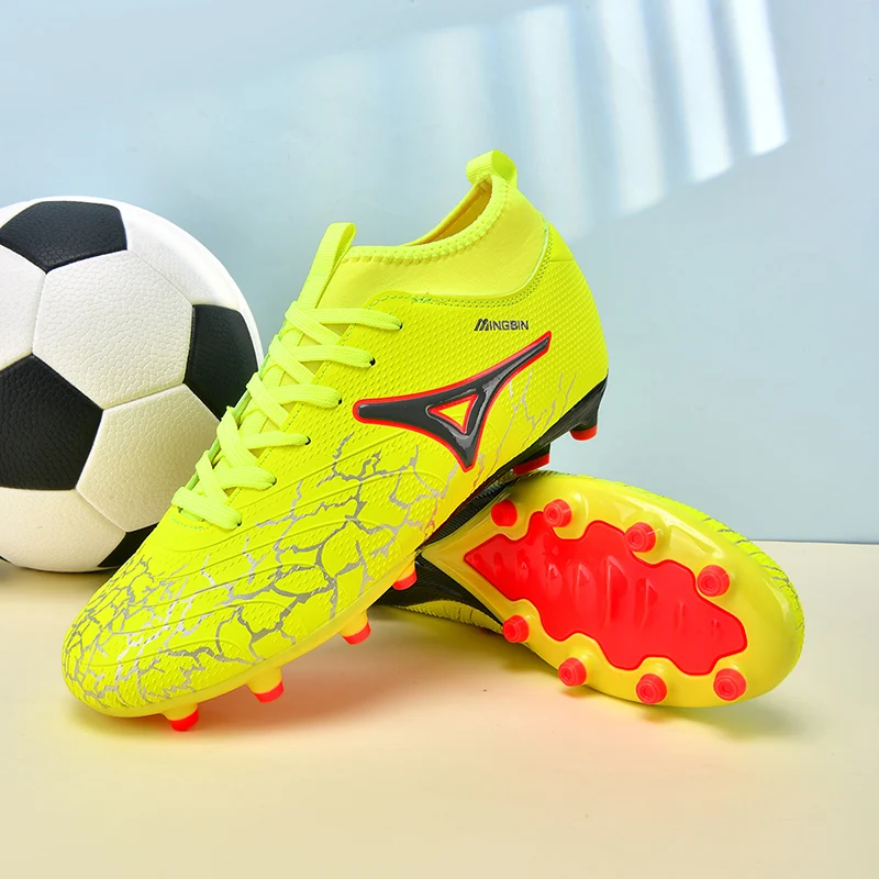 Plus Size Men Football Cleats High Ankle Support Breathable Long Studs Anti Slip Outdoor Grass Competition Sneakers