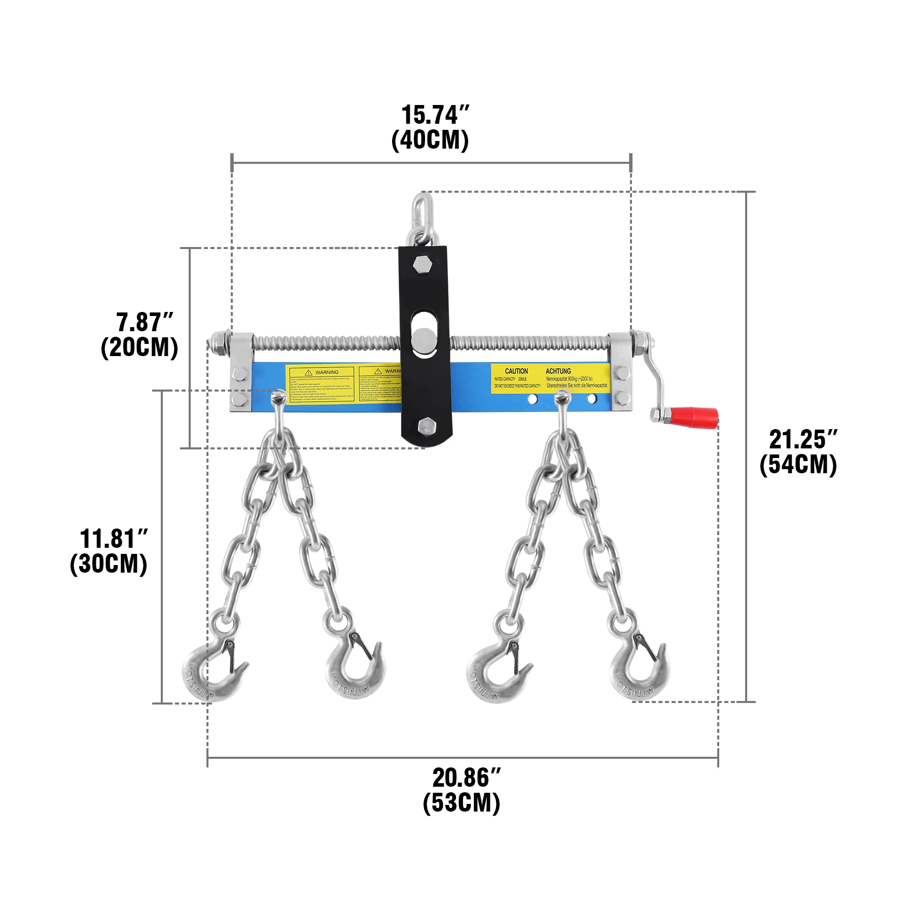 Samger 900Kg Engine Load Leveler Heavy Duty Engine Hoist Balance Frame Steel Chain Hoist Lifting Crane Engine Hanger Repair Tool