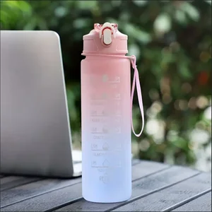 Inspiracional copo de água esportes ao ar livre, escala de tempo, tampa resistente a queda, portátil e elegante, 700ml 10 principais vendas garrafa vidro 700ml - №1