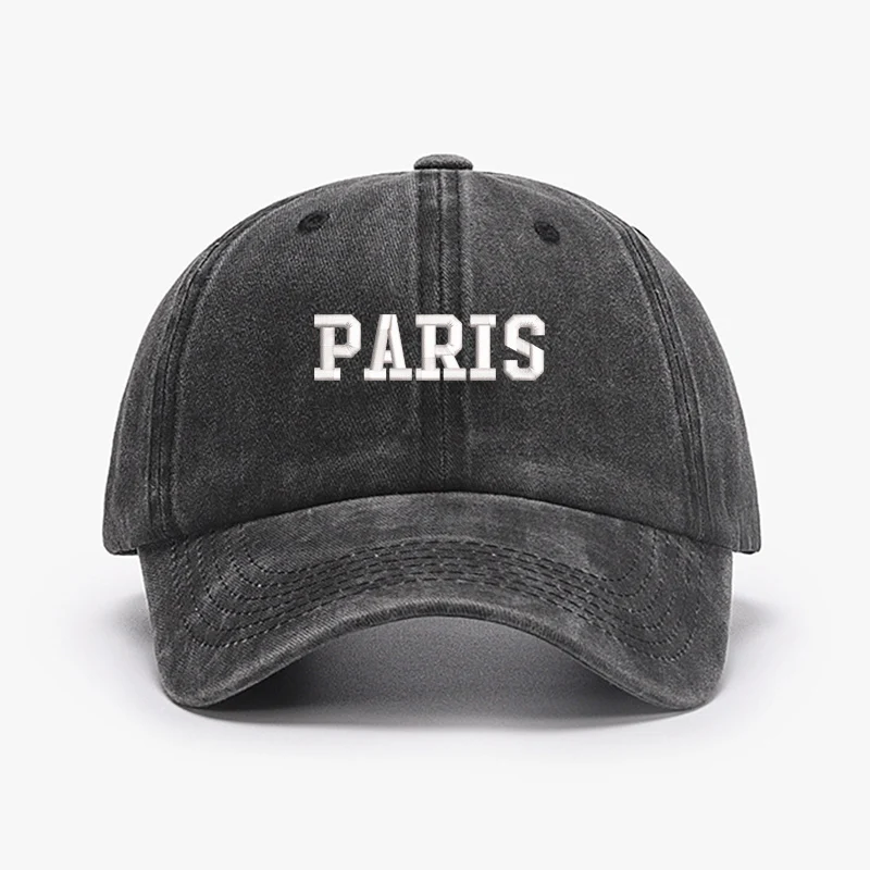 

Embroidery Design letter PARIS France Men Women Wash cotton soft Baseball Caps Adjustable Dad Duck tongue cap Custom logo Text