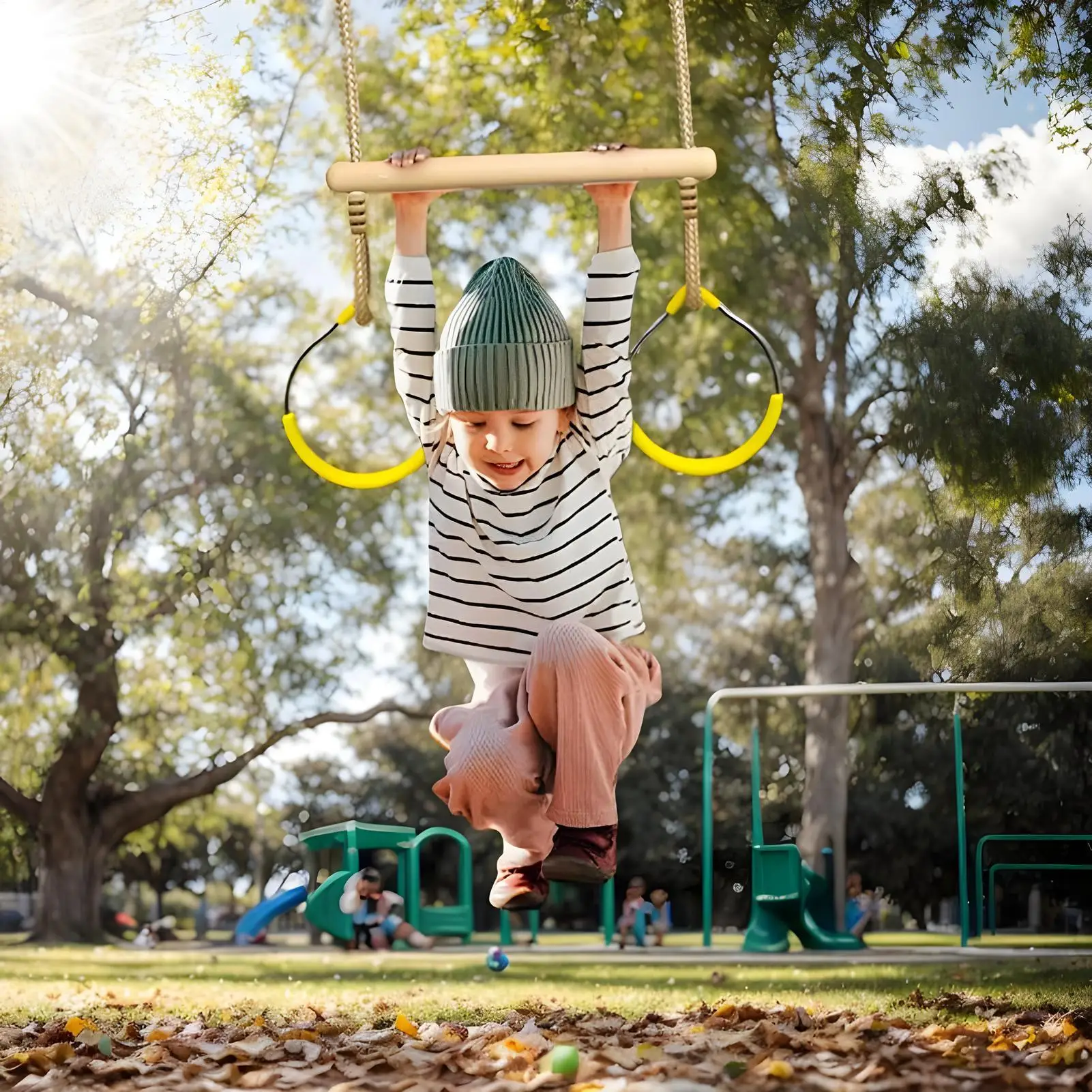 

Trapeze Swing Jungle Gym Climbing Gymnastic Ring Monkey Obstacle Course Balance Game Sensory Playground Equipment For Teens