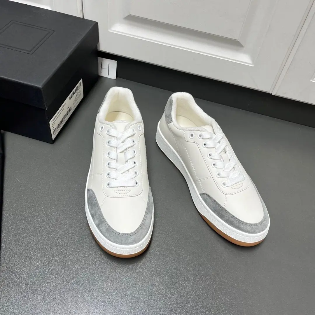 Unisex Off White Gray Color Block Fleece Lined Low Top Sneakers Suede Patchwork Casual Shoes Gum Flat Autumn Winter Warm Street Skate Footwear for Men Women