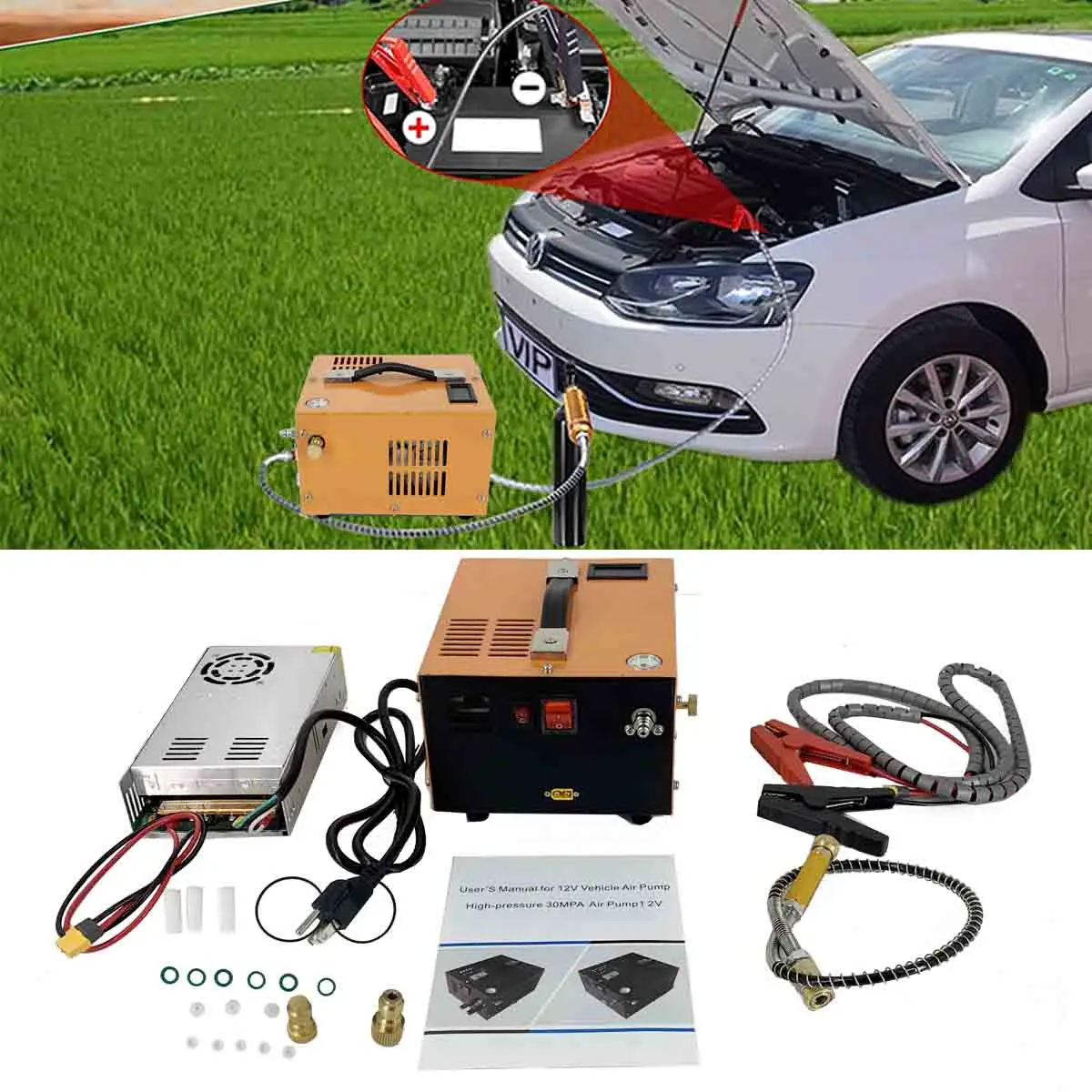 4500Psi 300Bar ปั๊มแรงดันสูงหม้อแปลง DC12V คอมเพรสเซอร์ PCP/AC 110V 30MPa เครื่องเติมลมปืนไรเฟิลนิวเมติก