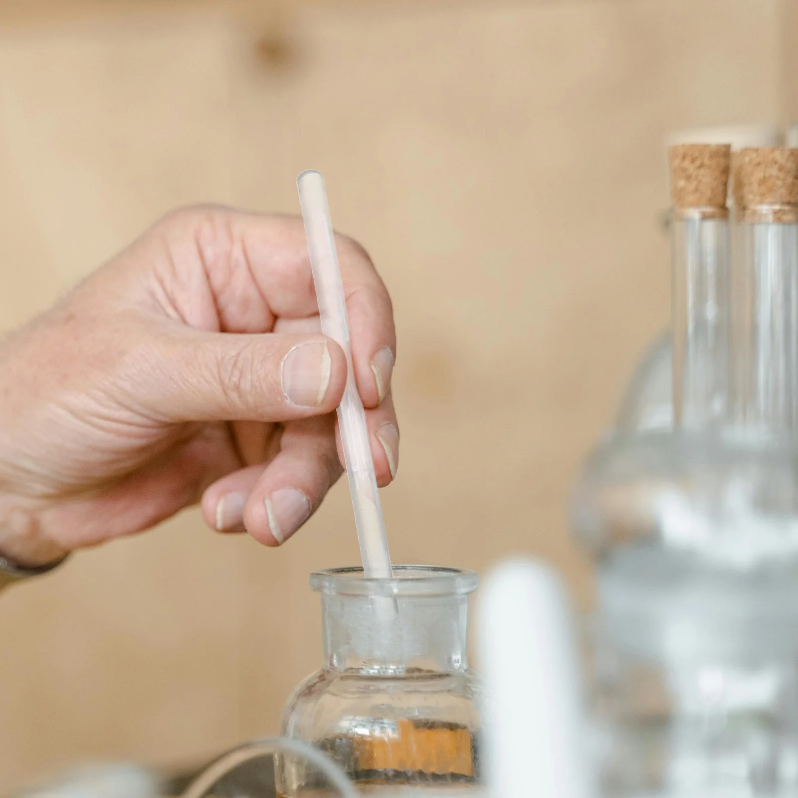 

30pcs Beauty Mixing Transparent Stirrer For Sensitive Skin Diy Lip Balm Facial Coffee Tea Blending Tool Glass Round End