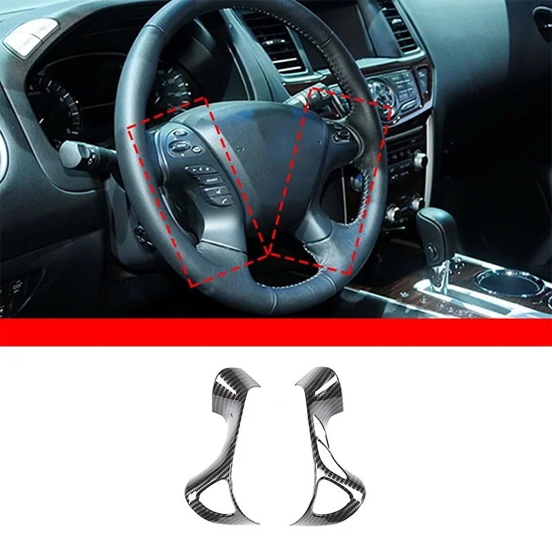 

For Nissan Pathfinder 2013-2018 ABS carbon fiber car styling car steering wheel button frame sticker car interior accessories