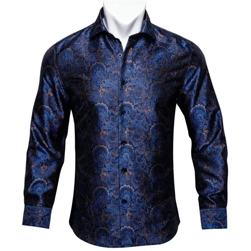 Luxury Wine Green Paisley 3D Printing Shirts Men Long Sleeve Casual Flower Shirts For Men Slim Fit Dress Shirt Tops Clothing Tee