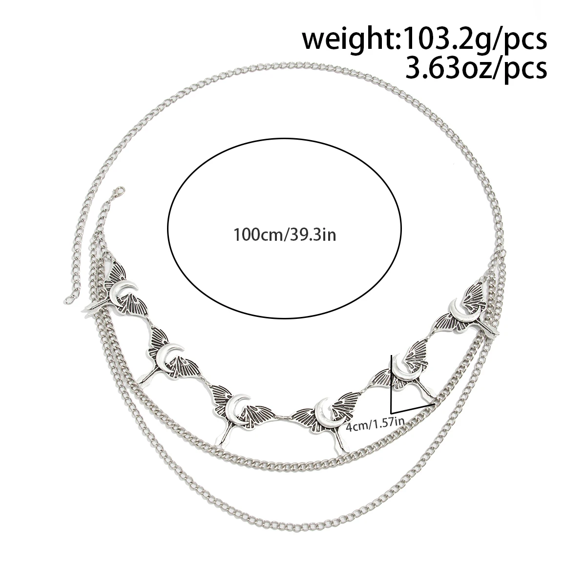 PuRui الموضة الإبداعية فضي اللون فراشة القمر أحزمة وسط معدنية سلسلة المرأة القوطية قابل للتعديل الجسم سلسلة مجوهرات الهالوين