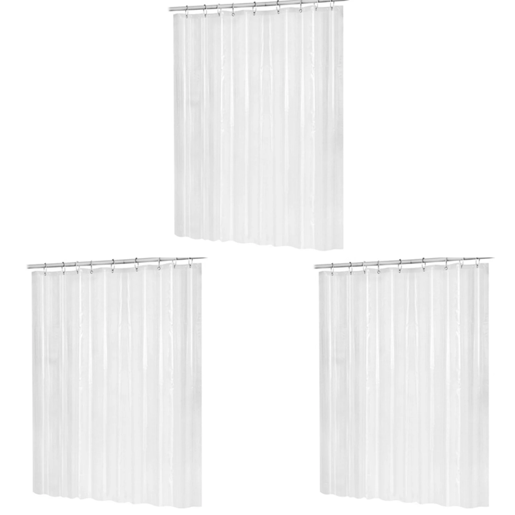 B25B 3 pezzi 180 cm x 180 cm plastica peva tenda da doccia impermeabile trasparente bianco trasparente tenda da bagno di lusso con ganci
