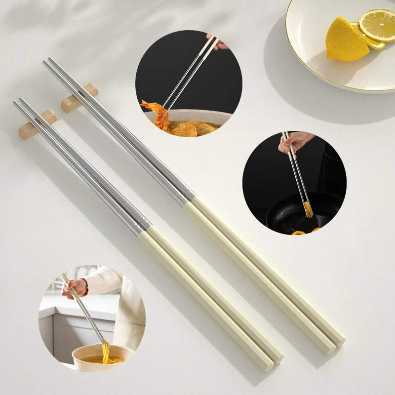 Stainless Steel Chopsticks Long Chopsticks Cook Noodles Deep Fried Hot Pot Chinese Chopsticks Reusable Metal Chopstick Tableware