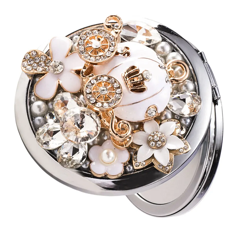 1 stuks draagbare dubbelzijdige metalen make-upspiegel compact stijlvol cosmetica hulpmiddel voor vrouwen meisjes make-upspiegel vrouwelijk cadeau