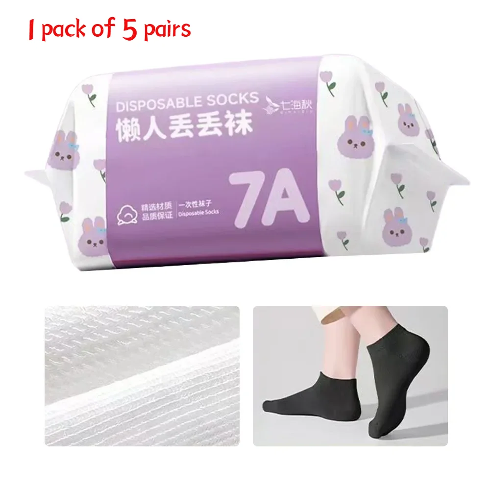 35-43 Wegwerpsokken Wit Zwart Zweetabsorptie Wegwerpkousen Polyester Zachte reisbenodigdheden Sokken Unisex