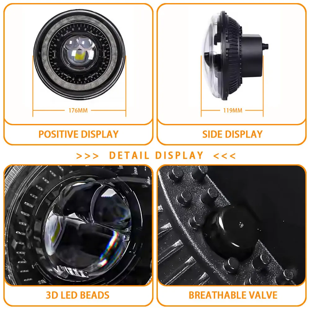 7-дюймовый светодиодный DRL H4 Halo Ring Янтарный указатель поворота для Land Rover Defender Jeep JK TJ Touring Lada 4x4 Yamaha Niva 7-дюймовый светодиодный DRL H4 Halo Ring Янтарный указатель поворота для Land Rover Defender Jeep JK TJ Touring Lada 4x4 Yamaha Niva