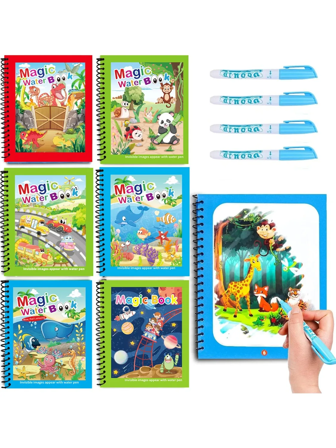 1pc herbruikbaar watertekenboek magisch waterboek rommelvrij magisch schilderblok met hervulbare waterpen leren onderwijs speelgoed - afbeelding 2