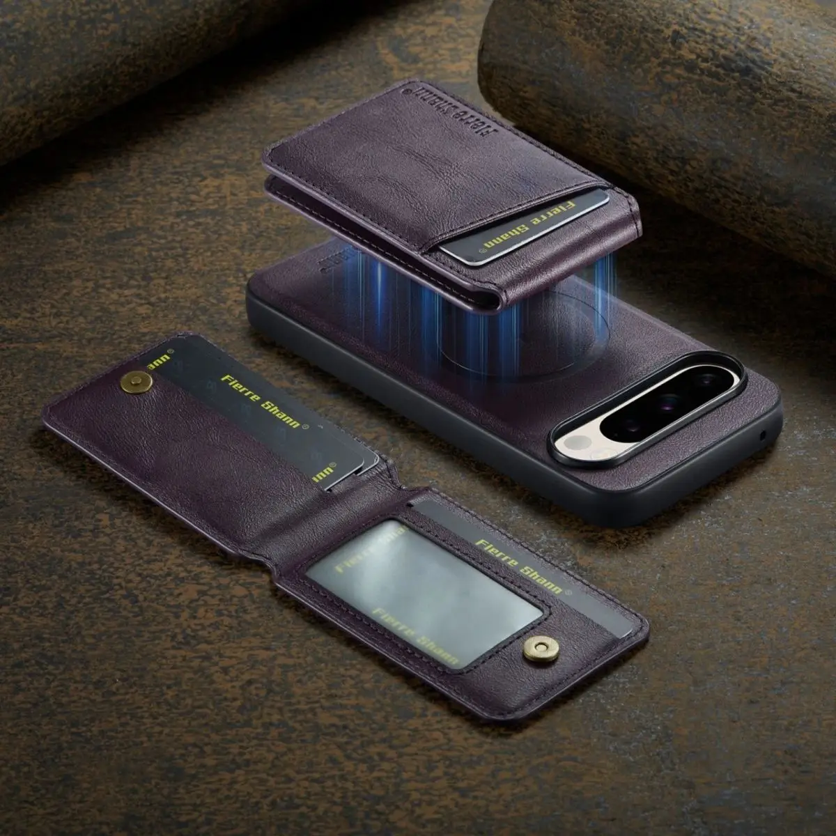 

For Google Pixel 10 9 Pro XL Case New Plain Leather Magsafe Magnetic Card Holder Card Holder Cover For Pixel 9A Shockproof Funda