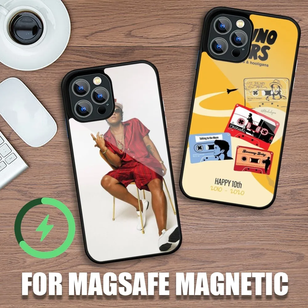 Singer Bruno Mars Phone Case For iPhone 11 12 13 14 15 Plus Pro Max Charging Magsafe Magnetic Wireless Cover