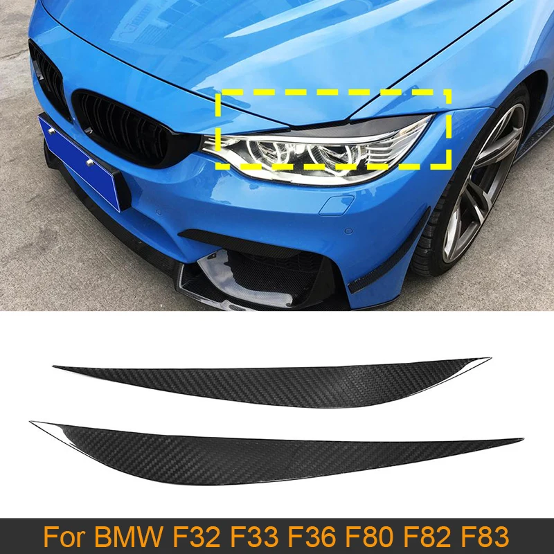 Carbon Fiber Front Headlight Eyebrows Eyelids For BMW 4 Series F32 F33 F36 F82 F83 M4 F80 M3 2014-2018 Front Lamp Eyelids Trims