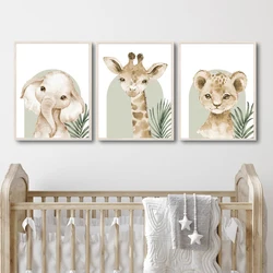 Nordic Modern Cute Animal Elephant  Giraffe Cat Prints Canvas Painting Poster For Living Room Play Room Kids Room Home Decor