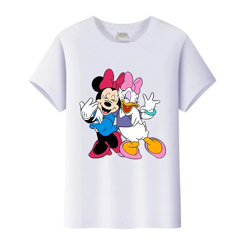 موضة ديزني ميكي ماوس ميني الجرافيك الأطفال تيز الصيف بلوزات مستديرة العنق ملابس امرأة Y2K التي شيرت الرجال البلوزات الأسرة تي شيرت
