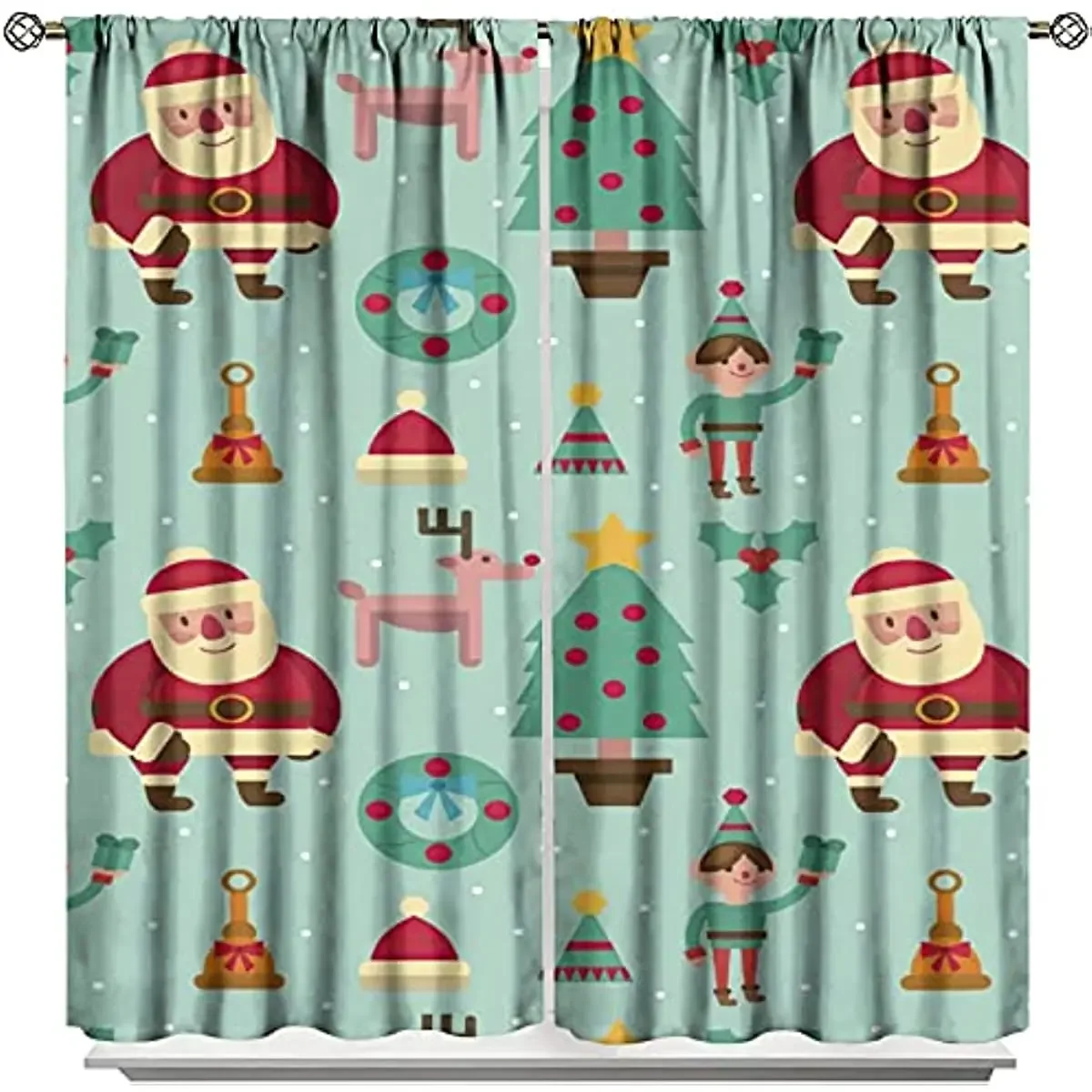 Santa Claus Christmas Blackout Curtains Bedroom Living Room Kitchen Drapes Window Treatments Xmas Navidad Natal Home Decoration