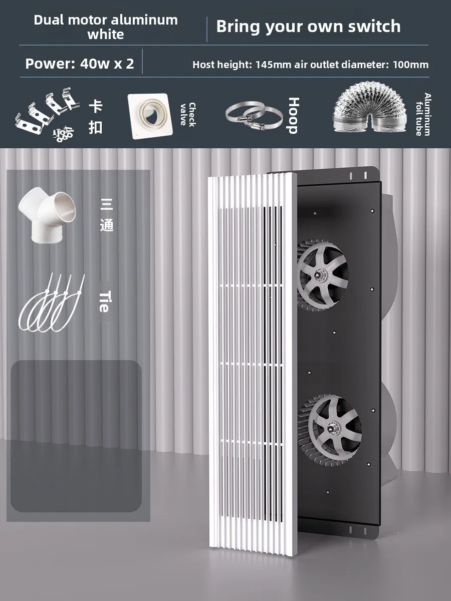 Ceiling Exhaust Fan for Gypsum Honeycomb Panel Rectangular Strip Grille Powerful Silent Ventilation
