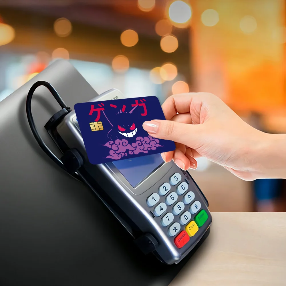 كارتون G-Gengar مقاوم للماء غطاء الجلد ملصقات بطاقة الائتمان 4 قطعة الخصم الجبهة الديكور حافلة البنك تمرير