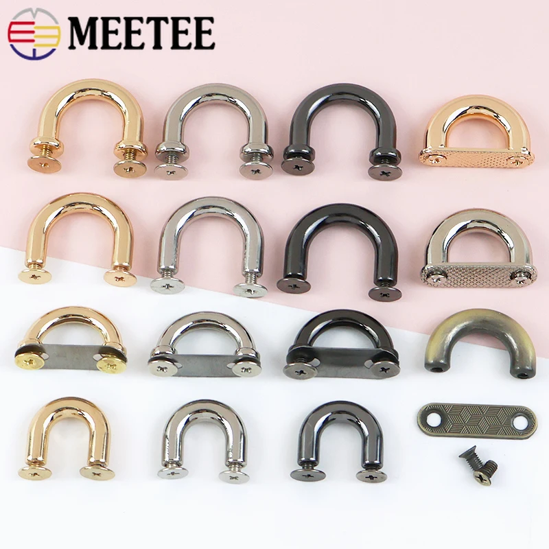 

4/10Pcs Metal Arch Bridge D Ring Buckles Bags Strap Screw Connect Hook Handbag Chain Side Clasps Hanger DIY Hardware Accessories