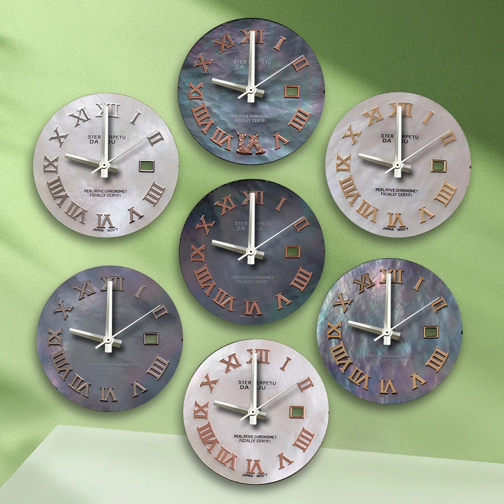 Esfera romana con logotipo S de 24,5mm, esfera de diamante NH05, esfera rosa, sin manecillas, compatible con movimiento NH05, sin accesorios de modificación de reloj luminoso