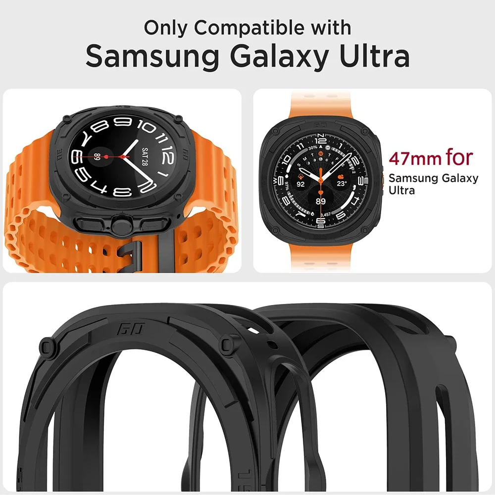 NO Screen Case for Samsung Galaxy Watch Ultra 47mm Cover Non-Slip Grip TPU Flexible Lightweight Protective Case for Galaxy Ultra