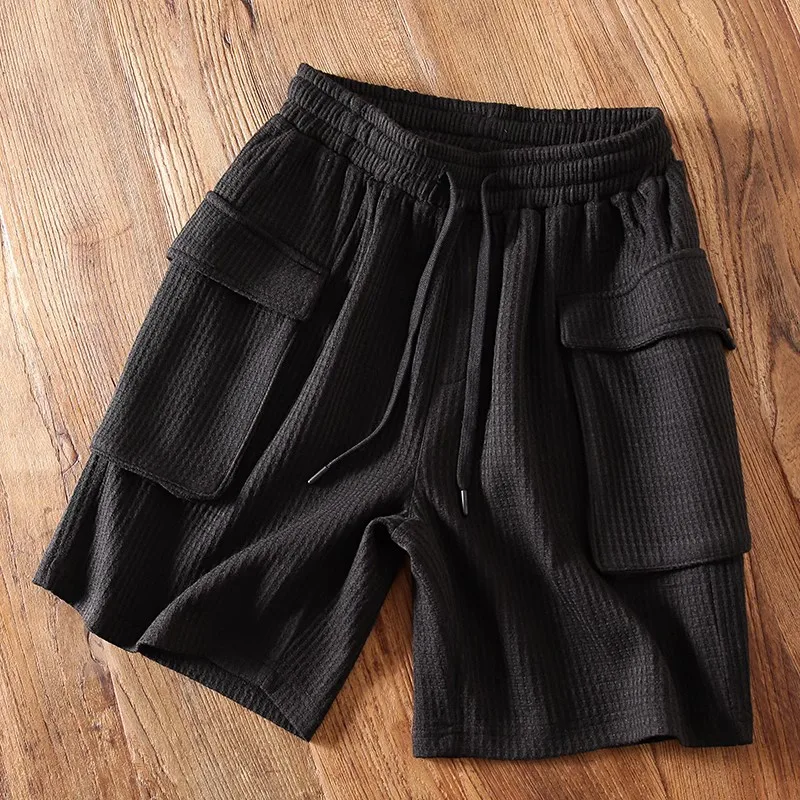 

Tech Qui Dry Breathable Casual orts with Large kets Dstring Five Inch Pants Urban Faion Loose Fit Youth Wear